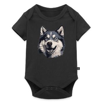 Husky Chien de traîneau Husky Head - Body à manches courtes Premium Bébé - noir - Devant