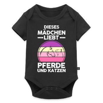 Pferde Pferdeliebhaber Katzenliebhaber Katzen - Baby Premium Kurzarmbody - Schwarz - Vorne