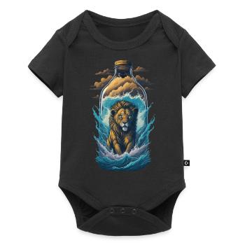 Lion Bottle - Baby Premium short-sleeve bodysuit - black - Front