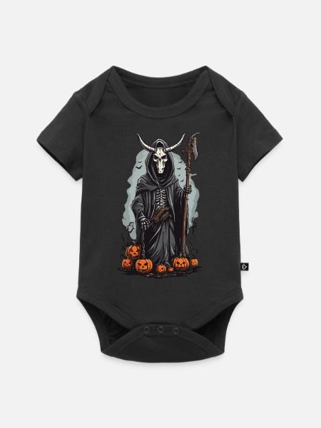 Sensenmann Halloween Dämonischer Druide Design - Baby Premium Kurzarmbody - Schwarz