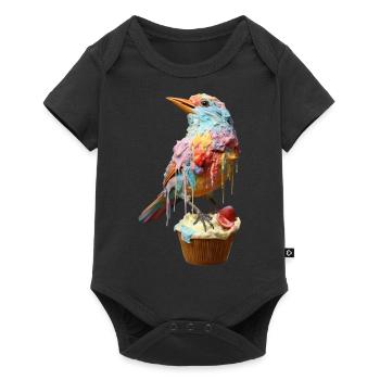 Oiseau crème glacée sur cupcake - Body à manches courtes Premium Bébé - noir - Devant