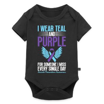 Je porte du sarcelle et du violet pour la conscience - Body à manches courtes Premium Bébé - noir - Devant