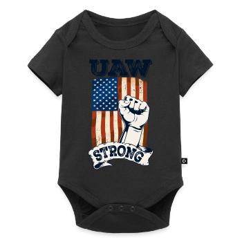UAW Strong avec drapeau des États-Unis. Unis Nous négocions, - Body à manches courtes Premium Bébé - noir - Devant