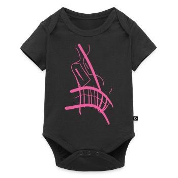Pink cartoon of an angry face - Baby Premium short-sleeve bodysuit - black - Front