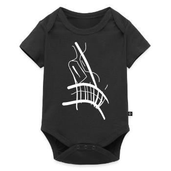 White angry cartoon face on T-shirt - Baby Premium short-sleeve bodysuit - black - Front