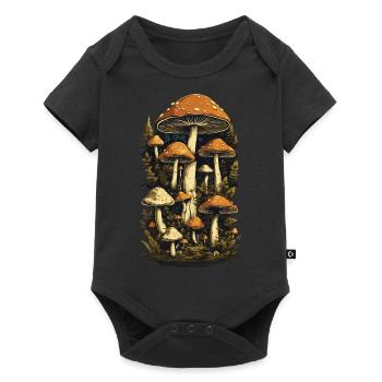 Retro Forest Mushrooms Aesthetics Mushroom Design - Baby Premium short-sleeve bodysuit - black - Front