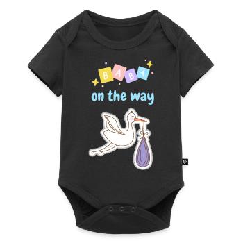 Baby on the way with stork 3 - blue - Baby Premium short-sleeve bodysuit - black - Front