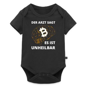 Bitcoin BTC Crypto Blockchain Münze Börse Coin - Baby Premium Kurzarmbody - Schwarz - Vorne