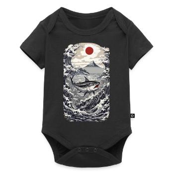 Conception japonaise de pêche au thon Kanagawa Wave - Body à manches courtes Premium Bébé - noir - Devant