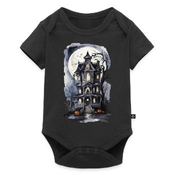 Witch House Full Moon Bat Spell Pumpkin Art - Baby Premium short-sleeve bodysuit - black - Front