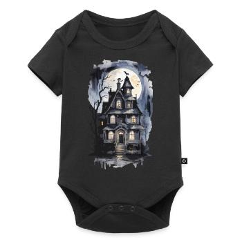 Maison de sorcière mystique Halloween Vintage pleine lune - Body à manches courtes Premium Bébé - noir - Devant