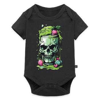 Giftiger Gothic Skull Becher Halloween Design - Baby Premium Kurzarmbody - Schwarz - Vorne
