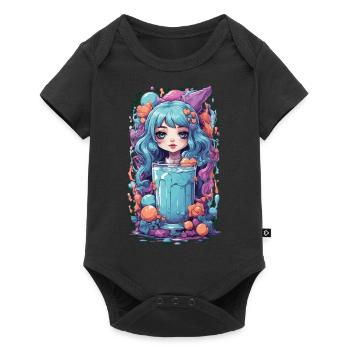 Gothic Kawaii Anime Milkshake Girl Süßigkeiten - Baby Premium Kurzarmbody - Schwarz - Vorne