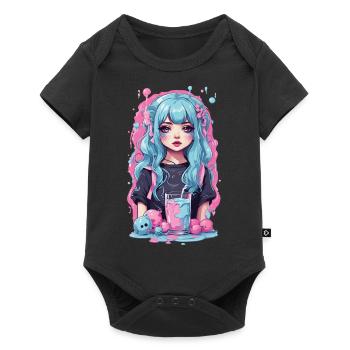 Kawaii Anime Girl Gothique Milkshake Manga Design - Body à manches courtes Premium Bébé - noir - Devant