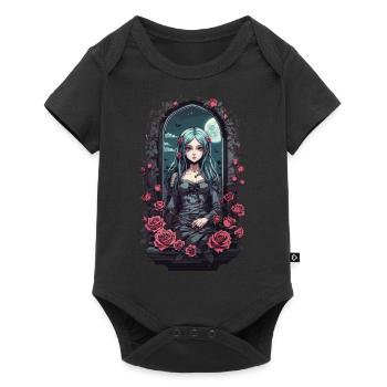 Kawaii Goth Anime E-Girl Design victorien - Body à manches courtes Premium Bébé - noir - Devant