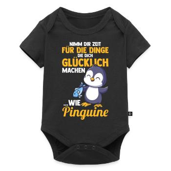 Pinguin - Baby Premium Kurzarmbody - Schwarz - Vorne