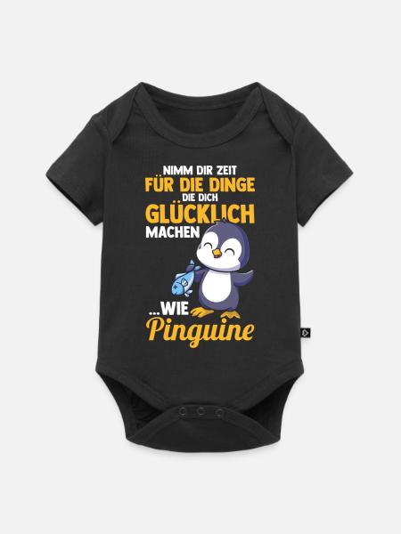 Pinguin - Baby Premium Kurzarmbody - Schwarz
