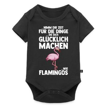 Nimm dir Zeit für Flamingos - Baby Premium Kurzarmbody - Schwarz - Vorne