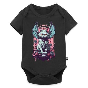 Goth Pastel chat démon Roses amoureux des chats - Body à manches courtes Premium Bébé - noir - Devant