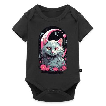 Gothic Pastel Magic Cat Night Aesthetic - Baby Premium short-sleeve bodysuit - black - Front