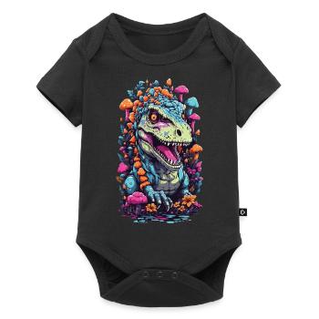 Psychedelic Dinosaur Mushroom Weirdcore Art - Baby Premium short-sleeve bodysuit - black - Front