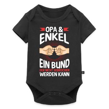 Großvater Opa und Enkel - Baby Premium Kurzarmbody - Schwarz - Vorne