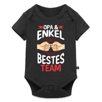 Großvater Opa und Enkel - Baby Premium Kurzarmbody - Schwarz - Vorne