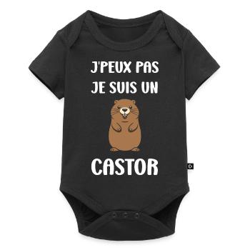 Humour petit castor - Body à manches courtes Premium Bébé - noir - Devant