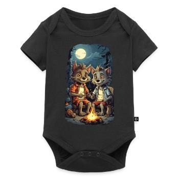 Loup-garou enfants Halloween feu de camp dessin animé - Body à manches courtes Premium Bébé - noir - Devant