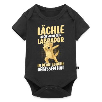 Hund Labrador - Baby Premium Kurzarmbody - Schwarz - Vorne