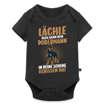 Hund Dobermann - Baby Premium Kurzarmbody - Schwarz - Vorne