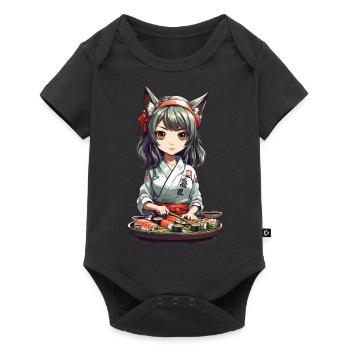 Kawaii Anime Sushi Girl with Cat Ears Design - Baby Premium short-sleeve bodysuit - black - Front