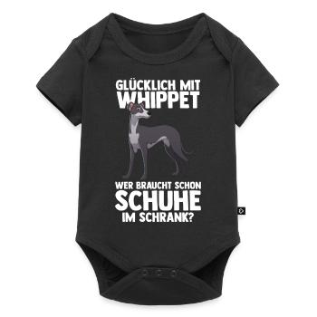 Hund Whippet - Baby Premium Kurzarmbody - Schwarz - Vorne