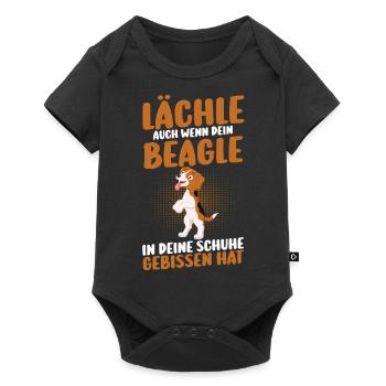 Hund Beagle - Baby Premium Kurzarmbody - Schwarz - Vorne