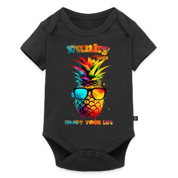 Funky vibes. Enjoy your life. Pineapple - Baby Premium short-sleeve bodysuit - black - Front