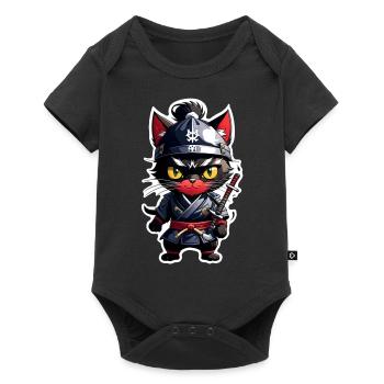 Ninja Cat - Samurai Kitten - Baby Premium short-sleeve bodysuit - black - Front