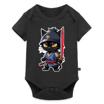 Ninja Cat - Samurai Kitten - Baby Premium short-sleeve bodysuit - black - Front