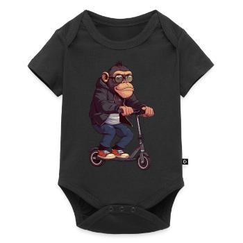 Monkey Scooter - Baby Premium short-sleeve bodysuit - black - Front