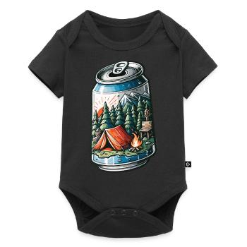 Camping Lagerfeuer Dose - Baby Premium Kurzarmbody - Schwarz - Vorne