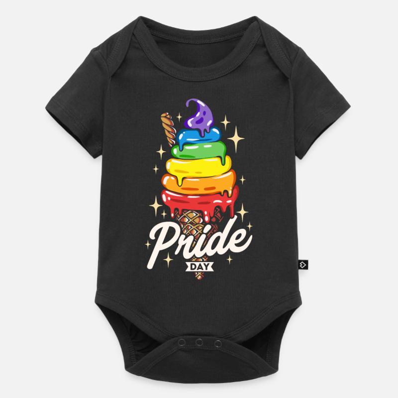 Fierté arc-en-ciel de crème glacée - Body à manches courtes Premium Bébé - noir