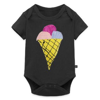 Glace à la gaufre - Body à manches courtes Premium Bébé - noir - Devant