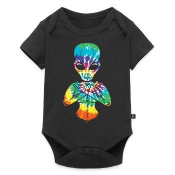 Lustiges Weltraum-Außerirdisches UFO-Raumschiff - Baby Premium Kurzarmbody - Schwarz - Vorne