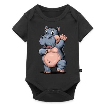 Niedliches Nipferd Baby mit Zung raus. Design - Baby Premium Kurzarmbody - Schwarz - Vorne