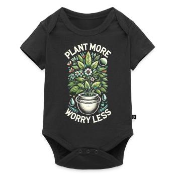 Mehr pflanzen, weniger Sorgen machen - Baby Premium Kurzarmbody - Schwarz - Vorne