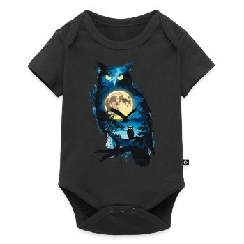 Niedliche Eule als Zauberer für einen Eulen Fans - Baby Premium Kurzarmbody - Schwarz - Vorne