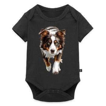 Australischer Schäferhund - Baby Premium Kurzarmbody - Schwarz - Vorne