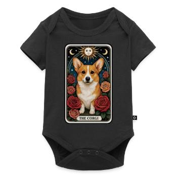Corgi - Baby Premium Kurzarmbody - Schwarz - Vorne