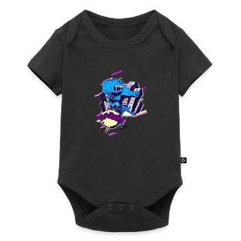 Monster City 80s Retro Violet - Body à manches courtes Premium Bébé - noir - Devant