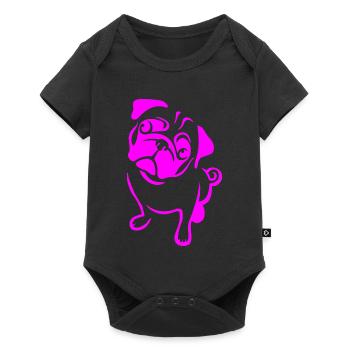 Mops in Pink - Baby Premium Kurzarmbody - Schwarz - Vorne