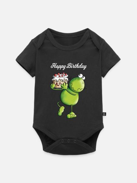 Frosch trägt Kuchen - Baby Premium Kurzarmbody - Schwarz